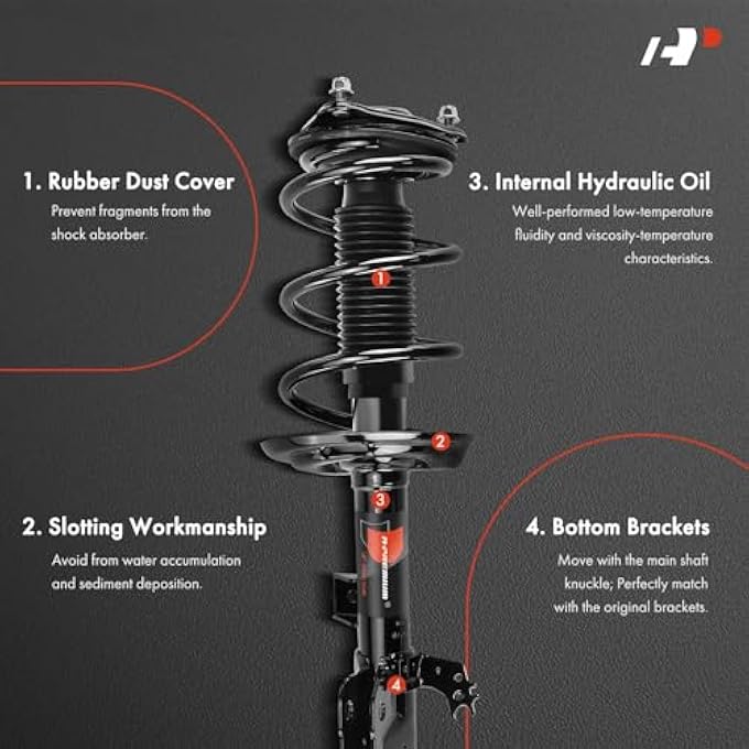 A-Premium Front Pair 2 Complete Strut And Coil Spring Assembly Compatible With Toyota Highlander 2020 2021 2022 Awd Driver And Passenger Side - Image 4