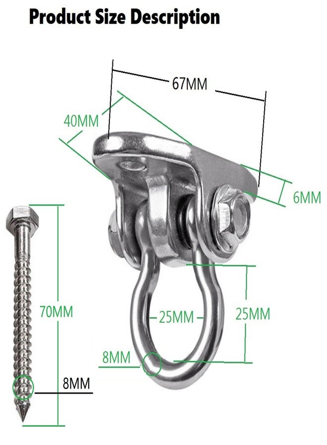 Dakzhou Heavy Duty 180° Swivel Swing Hook, 2 Pack Stainless Steel Swing Hanger for Ceiling Wooden Swing Set Bracket, Punching Bag Hanger for Playground Gym Rope Hammock Chair - Image 4