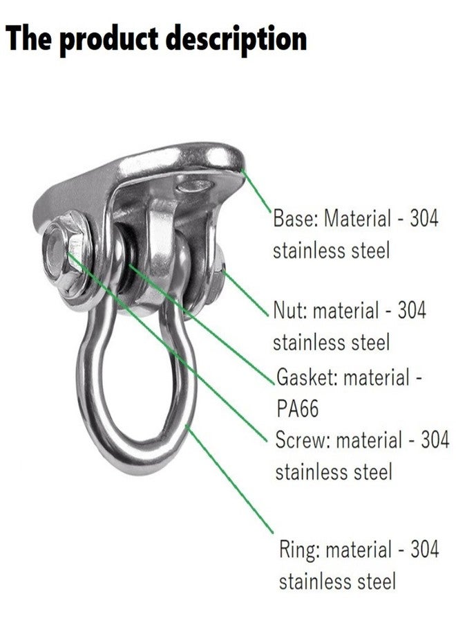 Dakzhou Heavy Duty 180° Swivel Swing Hook, 2 Pack Stainless Steel Swing Hanger for Ceiling Wooden Swing Set Bracket, Punching Bag Hanger for Playground Gym Rope Hammock Chair - Image 3