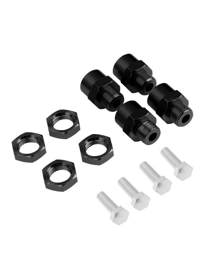 Hobbypark 4Pack Aluminum Alloy 12Mm To 17Mm Wheel Hex Hubs Adapter Extension Conversion Nuts For 1/10 Rc Car Upgrade 1/8 Tires (Black) - Image 1