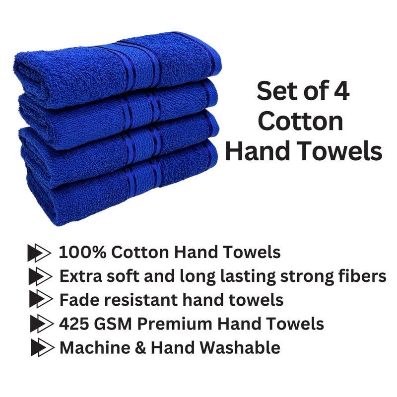 STAMIO Cotton 425 GSM Hand Towel Set of 4, 33 X 51 cm for Men, Women, Home Use, Gym, Wash Basin | Soft, Absorbent, Quick Dry, Small Size Towels, Travel Friendly | Navy Blue - Image 2