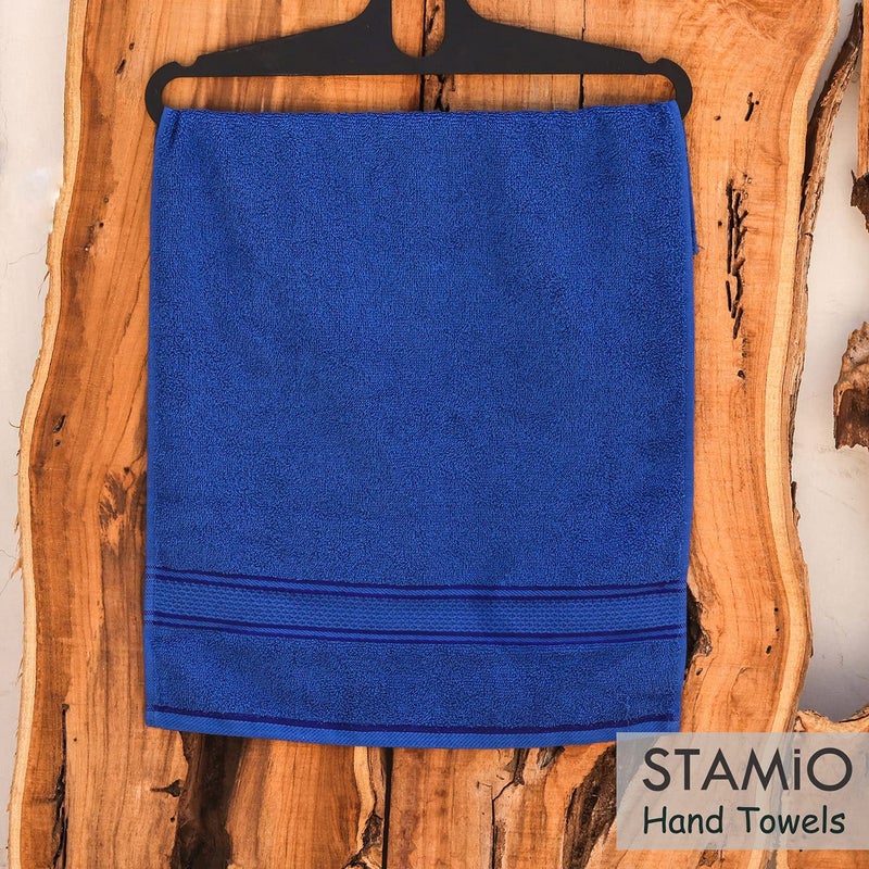 STAMIO Cotton 425 GSM Hand Towel Set of 4, 33 X 51 cm for Men, Women, Home Use, Gym, Wash Basin | Soft, Absorbent, Quick Dry, Small Size Towels, Travel Friendly | Navy Blue - Image 3