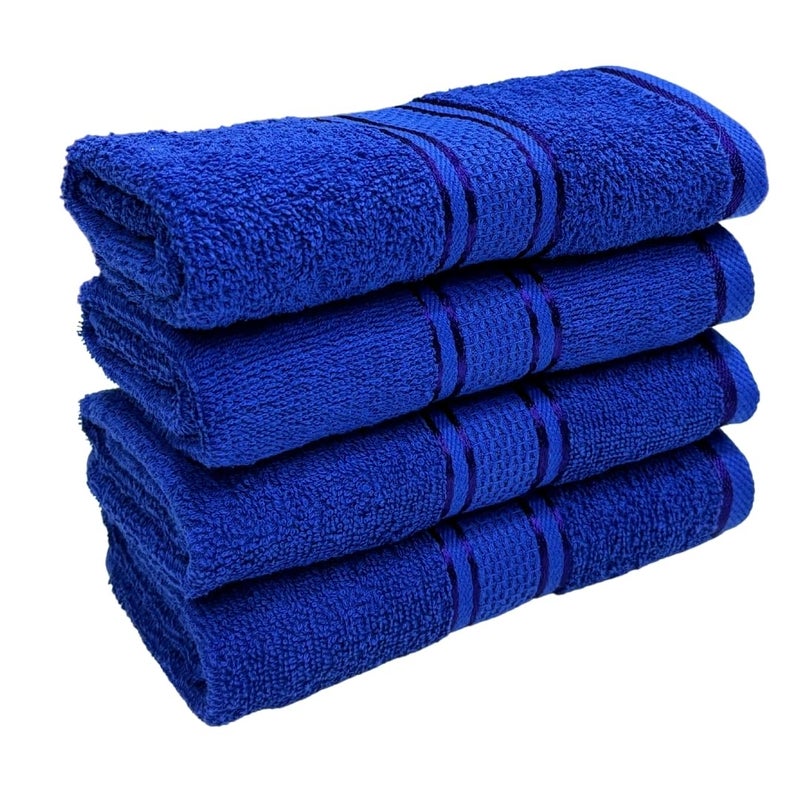 STAMIO Cotton 425 GSM Hand Towel Set of 4, 33 X 51 cm for Men, Women, Home Use, Gym, Wash Basin | Soft, Absorbent, Quick Dry, Small Size Towels, Travel Friendly | Navy Blue - Image 1