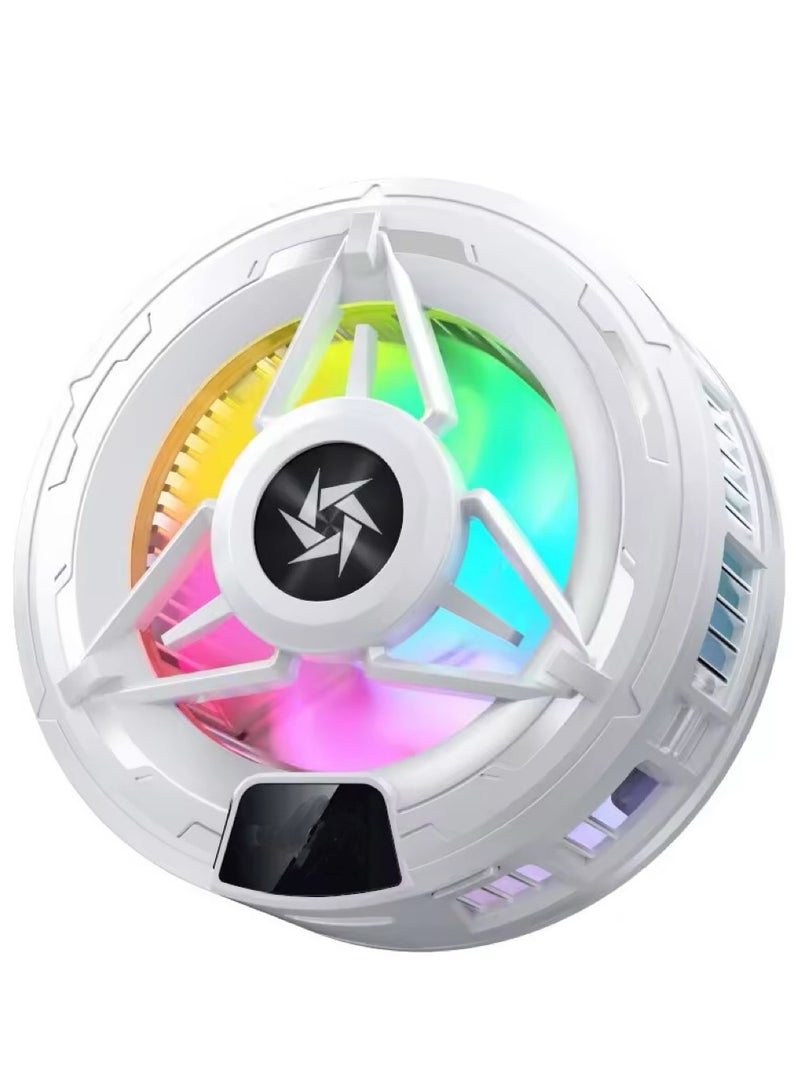 Magnetic Mobile Phone Cooler Iced Cooling Fan Ipad Semiconductor Radiator for Gaming Digital Display Temperature Portable Lightweight With RGB Light Powerful Quiet Silent Cooling White  - Image 2