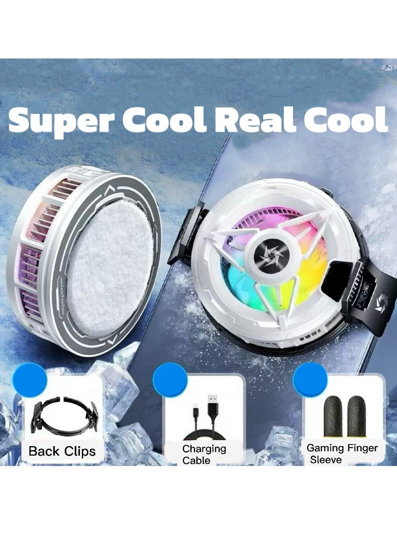 Magnetic Mobile Phone Cooler Iced Cooling Fan Ipad Semiconductor Radiator for Gaming Digital Display Temperature Portable Lightweight With RGB Light Powerful Quiet Silent Cooling White  - Image 3