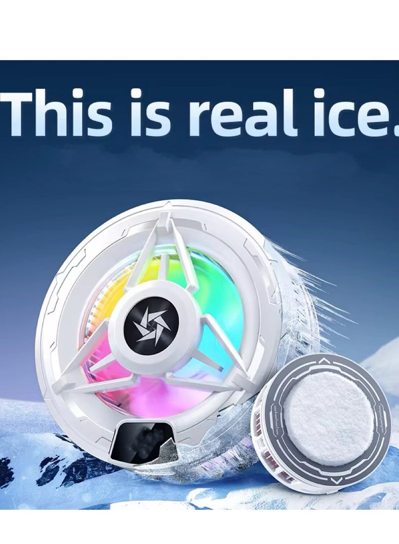 Magnetic Mobile Phone Cooler Iced Cooling Fan Ipad Semiconductor Radiator for Gaming Digital Display Temperature Portable Lightweight With RGB Light Powerful Quiet Silent Cooling White  - Image 4