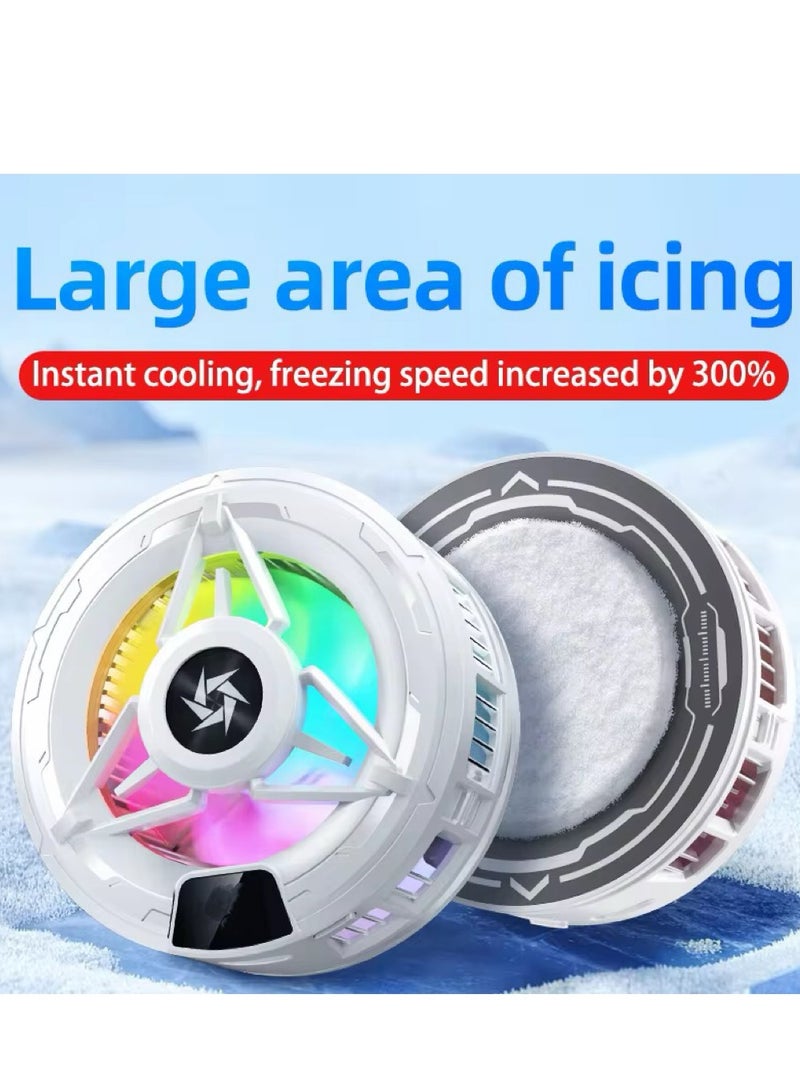 Magnetic Mobile Phone Cooler Iced Cooling Fan Ipad Semiconductor Radiator for Gaming Digital Display Temperature Portable Lightweight With RGB Light Powerful Quiet Silent Cooling White  - Image 5