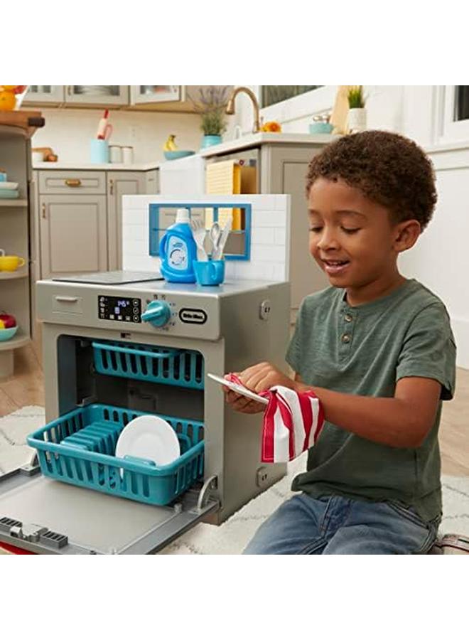 little tikes First Dishwasher Realistic Pretend Play Appliance For Kids Interactive Toy With 14 Kitchen Accessories For Kids Ages 2 Plus - Image 4