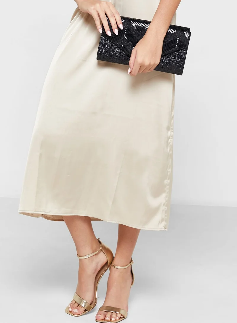 Ginger Sequin And Glitter Evening Clutch Bag