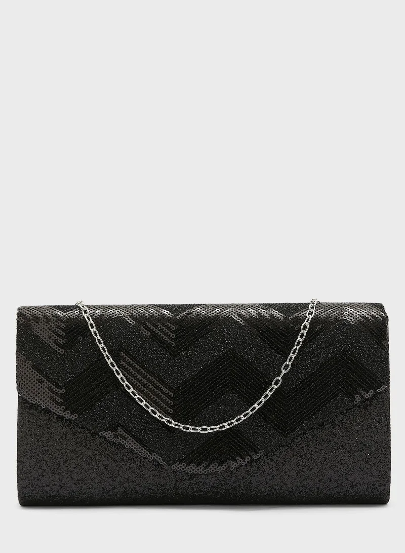 Ginger Sequin And Glitter Evening Clutch Bag