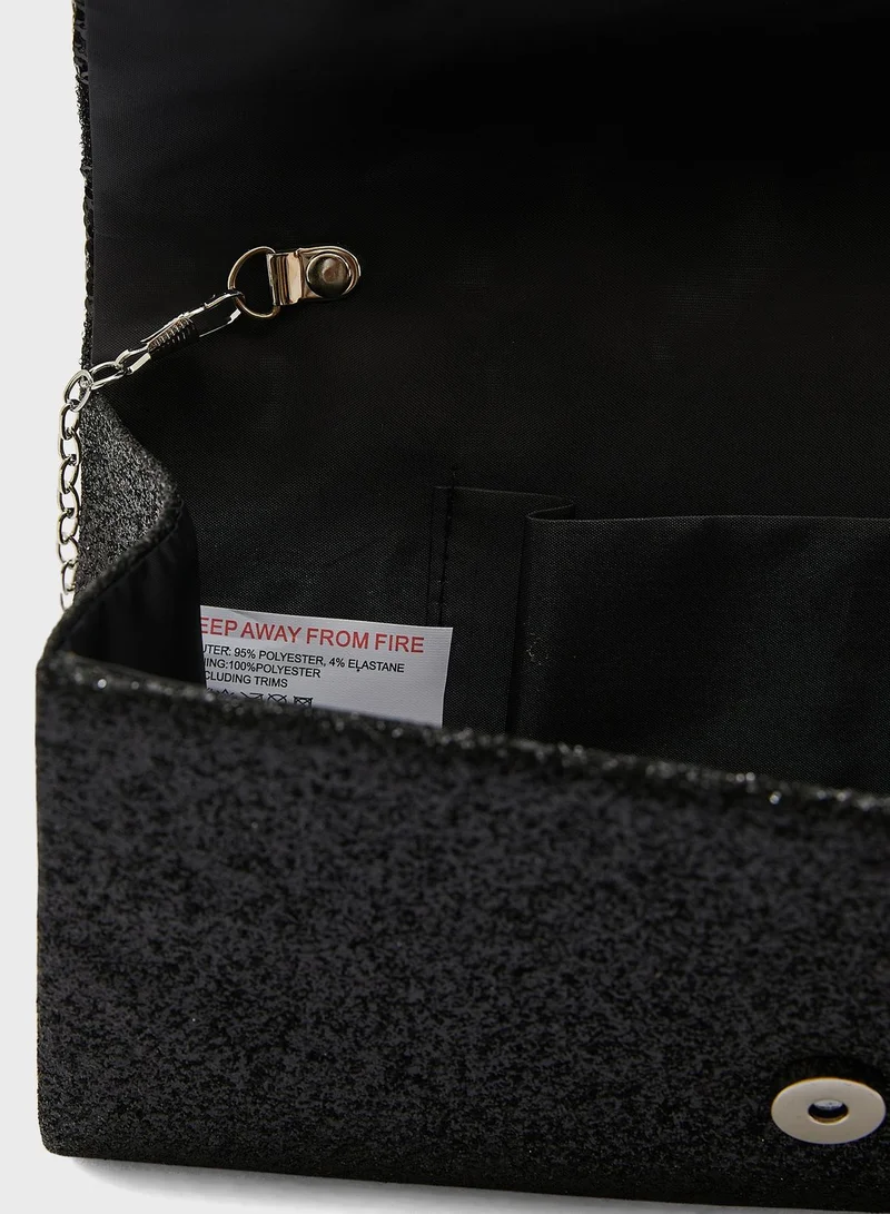 Ginger Sequin And Glitter Evening Clutch Bag