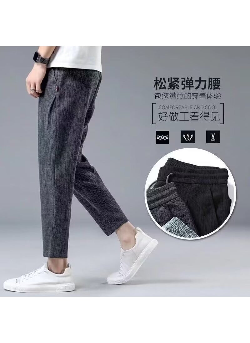 Generic - Mens Lightweight Breathable Linen Casual Pants for Spring Summer Grey - Image 1