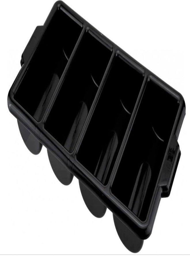 Soro Essentials- 4 Compartment Commercial Cutlery Box Bin Black Color Polypropylene -Utensil Organizer Flatware Kitchen Cutlery Flatware Silverware Organizer for Home Kitchen Restaurants - Image 1
