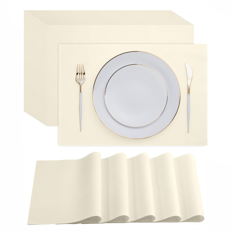 Servietto Disposable Champagne Paper Placemats for Dining Table - 100-Pack 18" x 12" Cloth-Like Rectangle Paper Placemats for Baby, Kids, Party Or Weddings. - Image 1