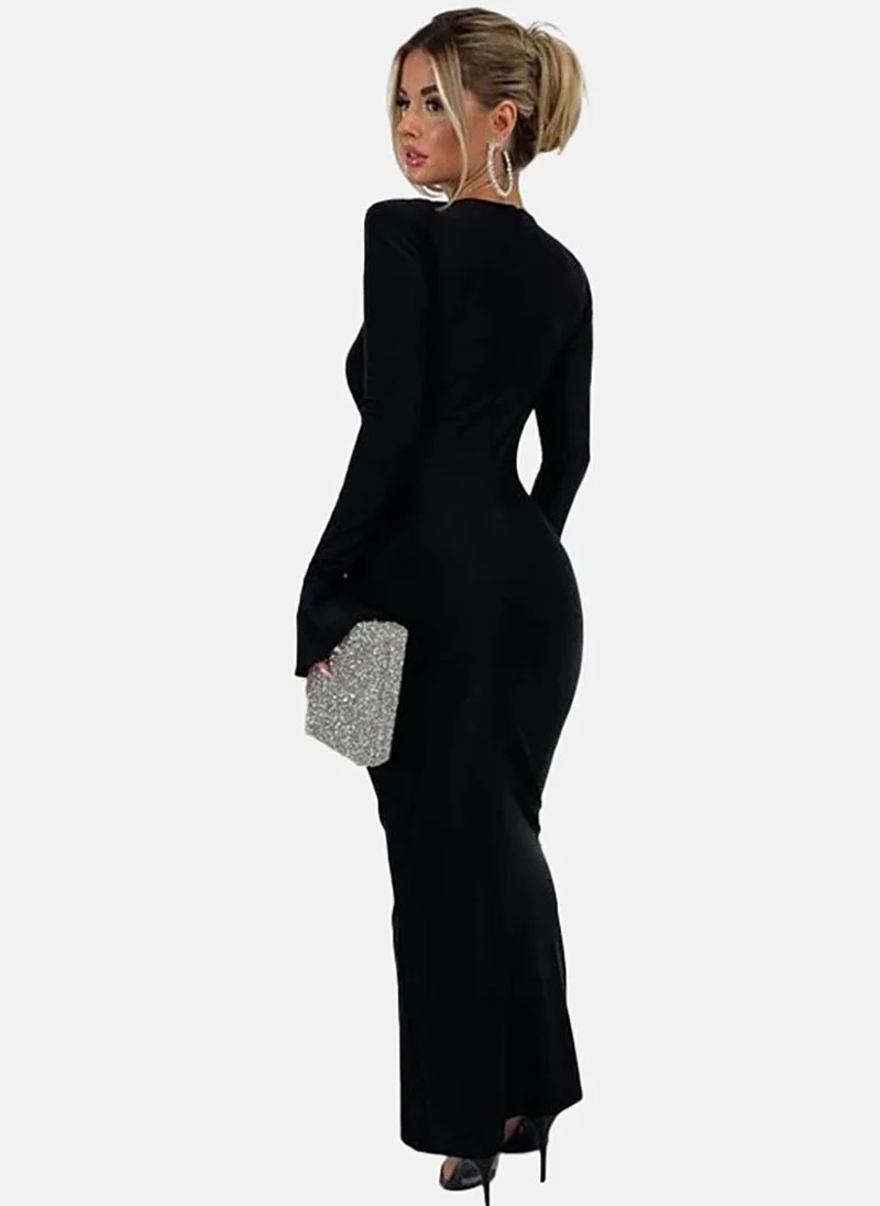 YUNIQEE Ruched Long Sleeve Dress