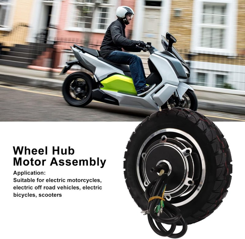 woobles 10inch Wheel Hub Motor, 36V‑60V 350W‑1500W Drive Motor Assembly Conversion Kit Aluminum Alloy Wheel Drive Motor for Electric Motorcycle Off Road Scooter - Image 2