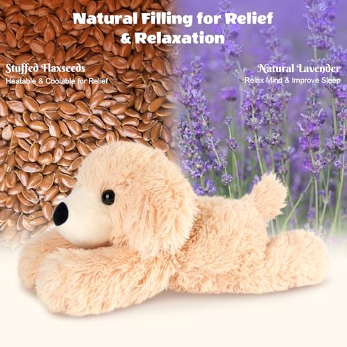 SuzziPals Heatable Coolable Lying Golden Retriever Stuffed Animal Heating Pad Microwavable for Soothing Relaxation Lavender Scented Dog Plush for Stress Relief Puppy Plushie Gifts for Kid - Image 5
