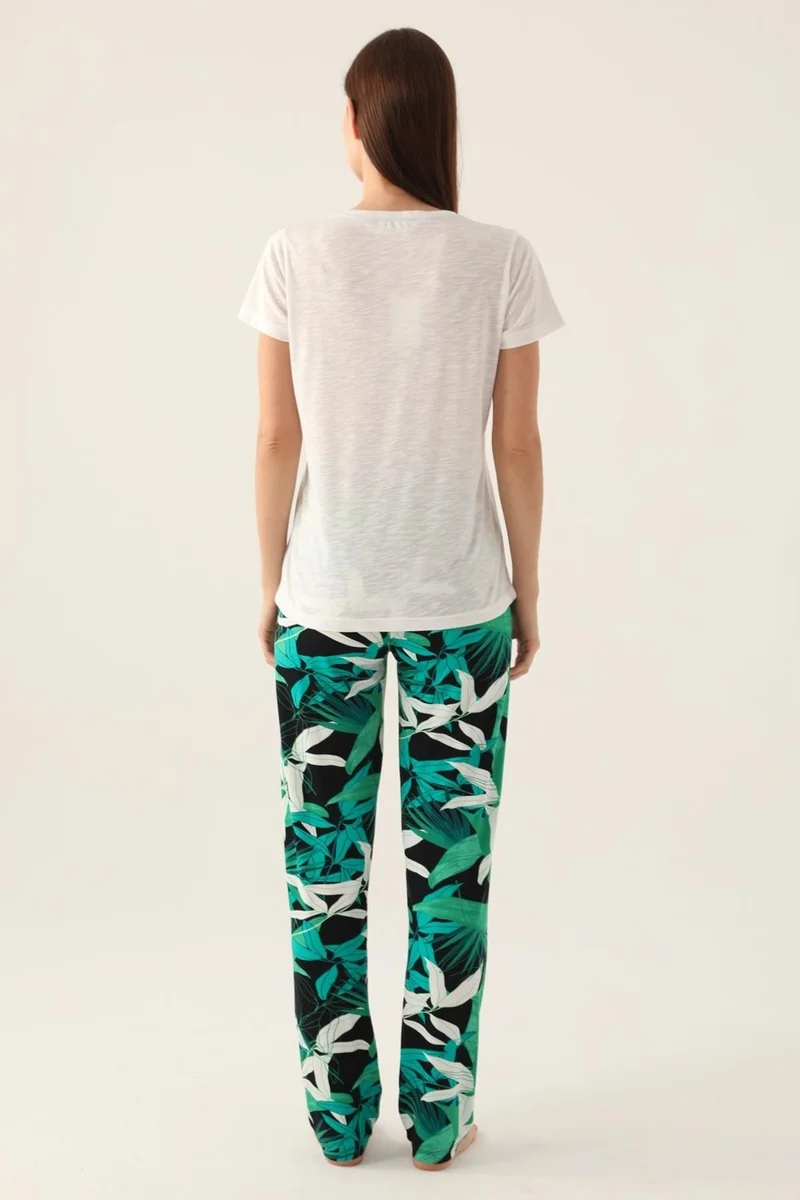ارنيتا Women's Crew Neck Pajama Set with Side Pockets, 100% Cotton Pajamas