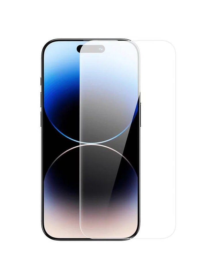 بيسوس واقي شاشة من الزجاج المقوى لحماية الخصوصية من OS-Baseus Sapphire Series (مع فلتر غبار) لجهاز iP 14 Pro Max، شفاف (عبوة من قطعة واحدة، مع مجموعة تنظيف وأداة تثبيت مقاومة للغبار) - Image 2