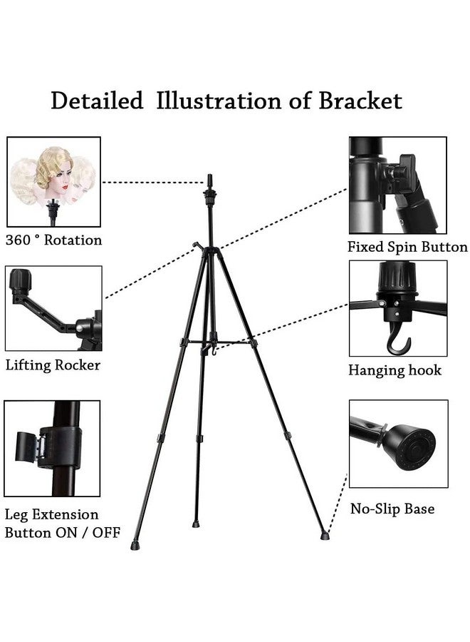 DANSEE Wig Stand Tripod, Metal Mannequin Head Stand Adjustable (24 - 64 inch) - Image 5