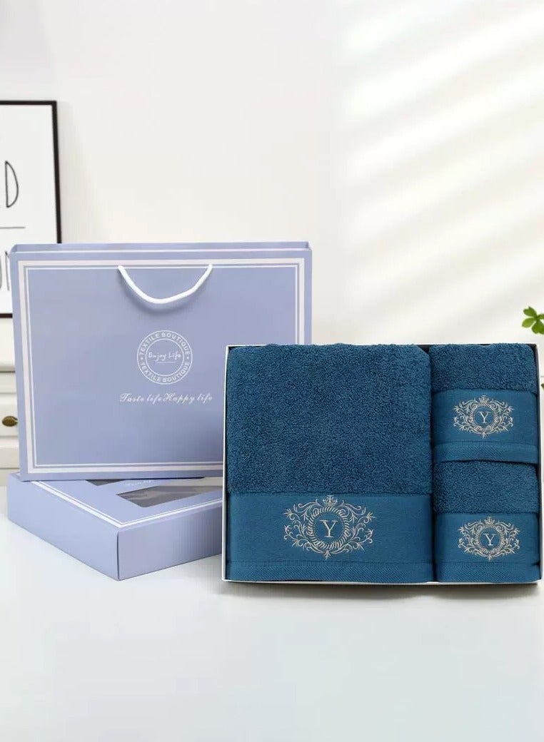 MHD Elegant Embroidered Towel Set In Gift Box - Ideal For Home And Gifting  - Image 1