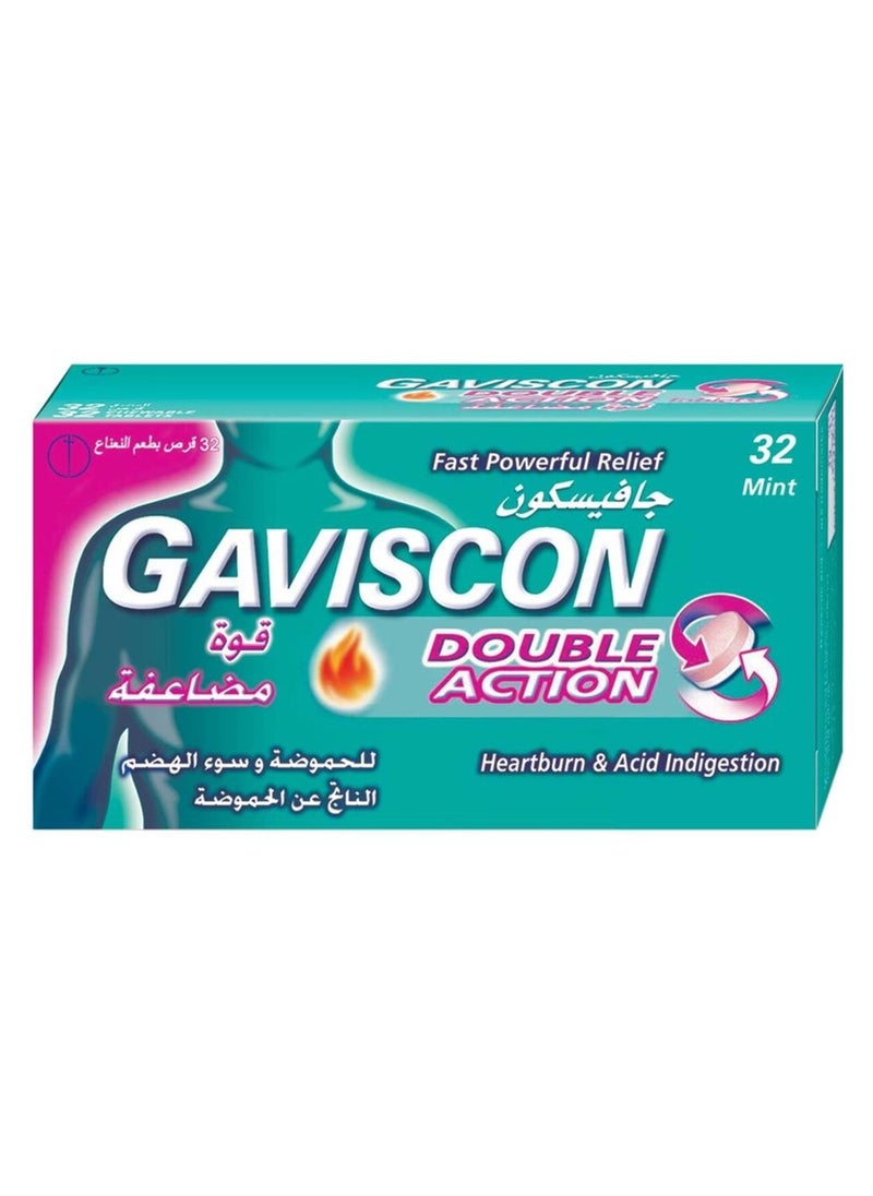 GAVISCON Double Action Fast Powerful Relief Mint 32 Chewable Tablets 