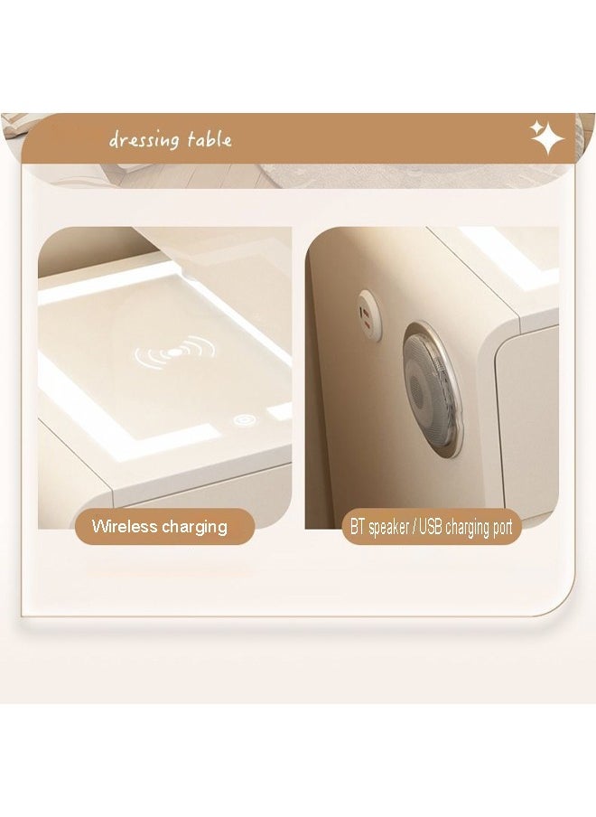keke Makeup Vanity Table Dressing Table Flip Mirror With Drawers And Chair With BT Speaker ,wireless charger and USB port 60CM  - Image 3