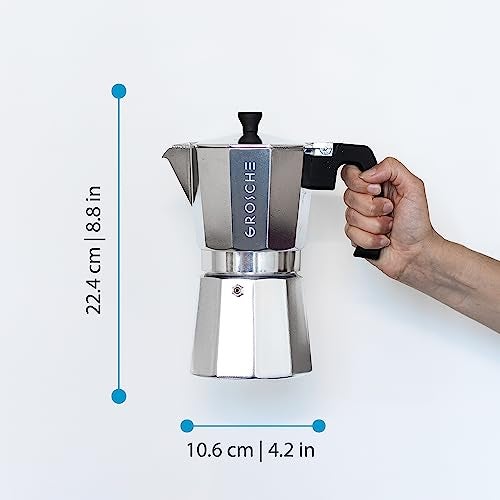 GROSCHE Milano Stovetop Espresso Maker Moka Pot 9 espresso cup, 15.2 oz, Silver Cuban Coffee Maker Stove top coffee maker Moka Italian espresso greca coffee maker brewer percolator - Image 5