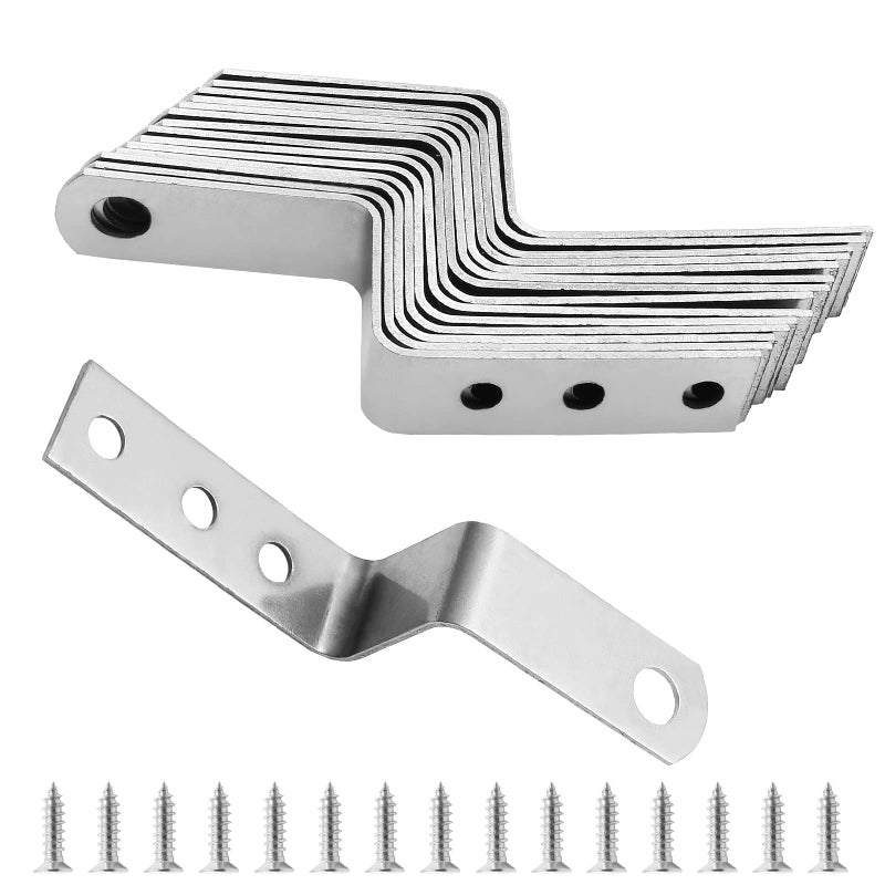 Bivethoi 15pcs Metal Z Angle Brackets 1 Inch 25mm Corner Mounting Shelf Brace with Screws Furniture Fastener Photo Frame Brace Accessories