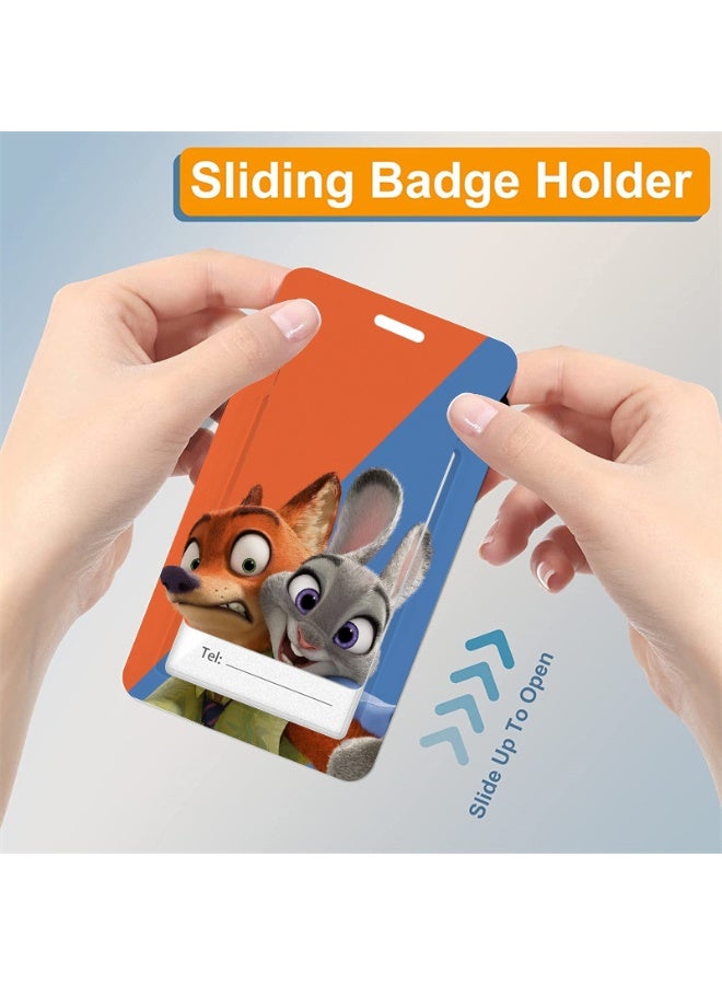 ديزني حامل بطاقة هوية بلاستيكي بتصميم شخصيات ديزني زوتوبيا جودي هوبس ونيك وايلد - خلفية كرتونية لطيفة - مع حبل تعليق، وبكرة قابلة للسحب، وسلسلة مفاتيح، ووصلة تمديد - مناسب للعمل، والطلاب، والحافلات، والأطباء، والممرضين - Image 4