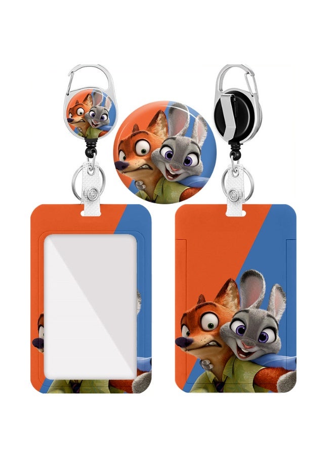 ديزني حامل بطاقة هوية بلاستيكي بتصميم شخصيات ديزني زوتوبيا جودي هوبس ونيك وايلد - خلفية كرتونية لطيفة - مع حبل تعليق، وبكرة قابلة للسحب، وسلسلة مفاتيح، ووصلة تمديد - مناسب للعمل، والطلاب، والحافلات، والأطباء، والممرضين - Image 1