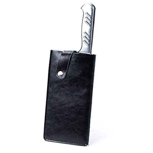 Hersent PU Leather Knife Sheath, Universal Meat Cleaver Covers, Waterproof Butcher Chef Knife Edge Guards, Durable Wide Knife Protectors, Heavy Duty Kife Blade Shield Guard, 8.27”Lx3.9”W (Black) - Image 3