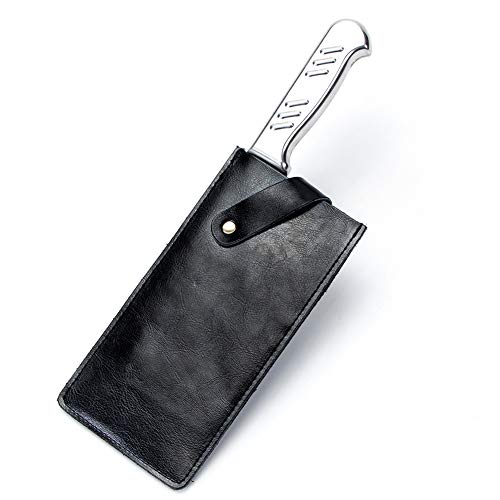 Hersent PU Leather Knife Sheath, Universal Meat Cleaver Covers, Waterproof Butcher Chef Knife Edge Guards, Durable Wide Knife Protectors, Heavy Duty Kife Blade Shield Guard, 8.27”Lx3.9”W (Black) - Image 1