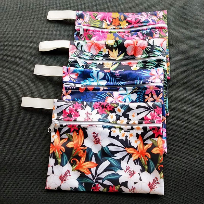 MissC2C Pack 4pcs Waterproof Mini Wet Bags for Menstrual Pads, Maternity Mama Panty Liners,Sanitary Pads, Sanitary Napkin,Wipes, can be Used as Makeup Bags/Purse - Image 2