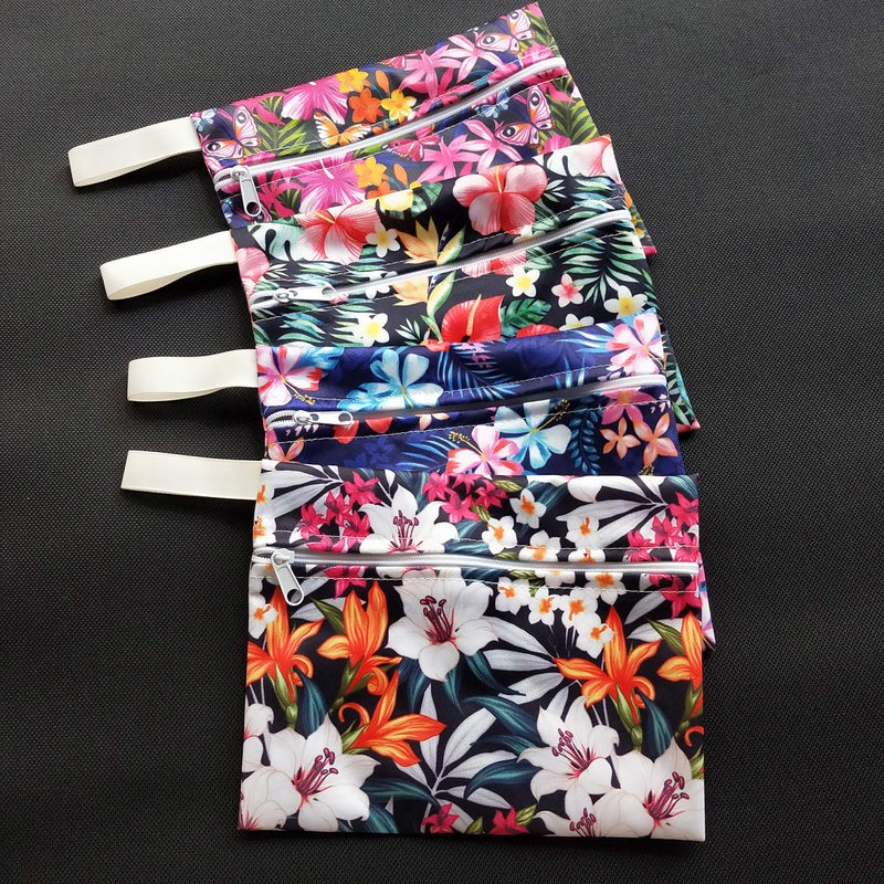 MissC2C Pack 4pcs Waterproof Mini Wet Bags for Menstrual Pads, Maternity Mama Panty Liners,Sanitary Pads, Sanitary Napkin,Wipes, can be Used as Makeup Bags/Purse - Image 1