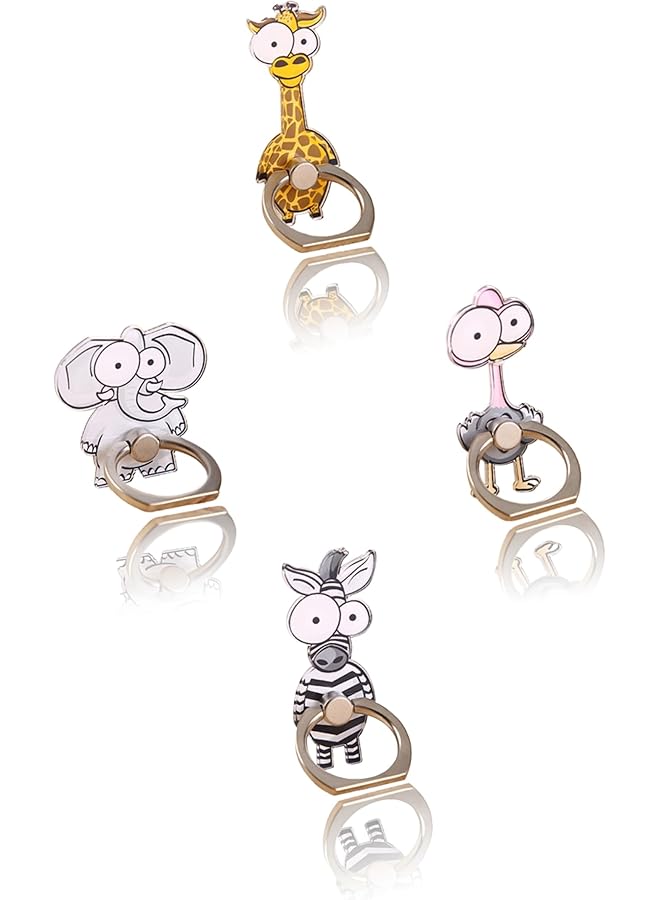 Green Tiger Adjustable Animal Design 360° Swivel Phone Ring Holder & Stand - Metal Grip for Smartphones, Tablets - 4pcs- Fun & Practical Gift Idea - Enhance Your Viewing & Gripping Experience - Image 1