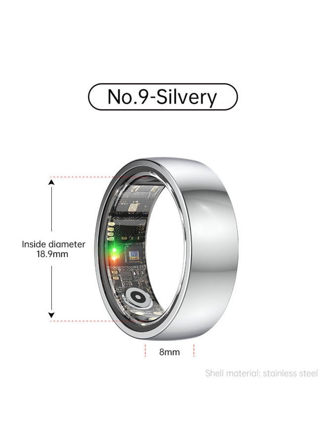 R1000 Stainless Steel Smart Ring Waterproof Pressure Sleep Heart Rate Step Number Monitoring Multiple Exercise Modes-Color:No. 9 Silver - Image 1