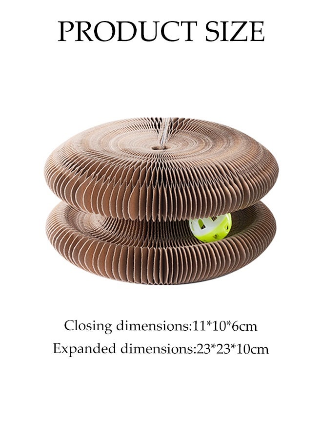 DUNISO Foldable Cat Accordion Scratch Board Magic Organ Cat Scratcher Pad with Bell-Ball Recyclable and Durable Corrugated Paper Cat Scratch Board for Grinding Claw Furniture Protector Interactive Cat Toy for Indoor - Image 3