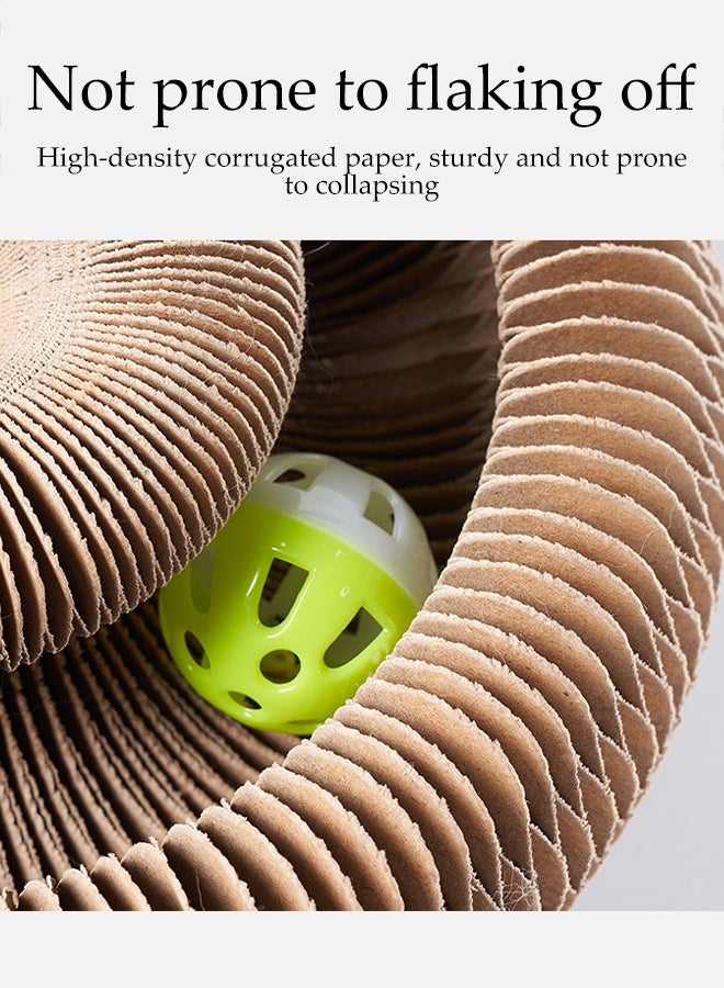 DUNISO Foldable Cat Accordion Scratch Board Magic Organ Cat Scratcher Pad with Bell-Ball Recyclable and Durable Corrugated Paper Cat Scratch Board for Grinding Claw Furniture Protector Interactive Cat Toy for Indoor - Image 5