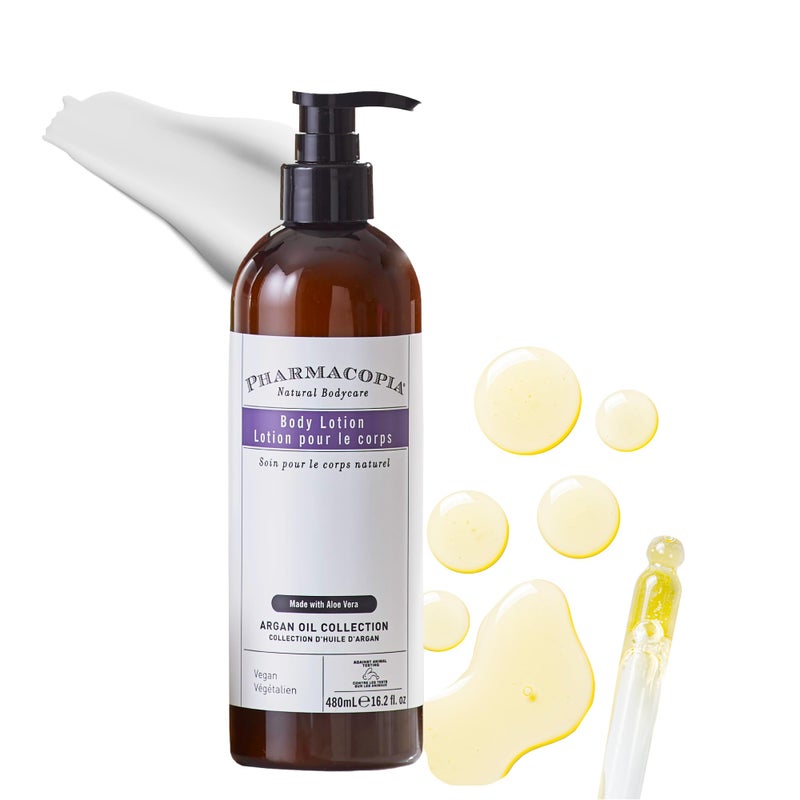 لوشن الجسم بزيت الأركان من فندق فارماكوبيا  مرطب نباتي للبشرة الجافة  لوشن Aromatherapy مع خلاصة البطيخ والشاي الأخضر  للعناية بالبشرة الطبيعية العضوية وخالية من القسوة 162 أونصة