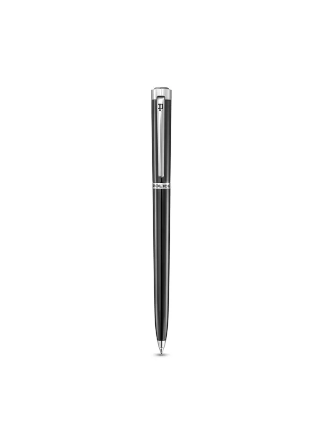 POLICE Tisa Stainless Steel Trims Twist Ballpoint Pen for Men, Blue Ink