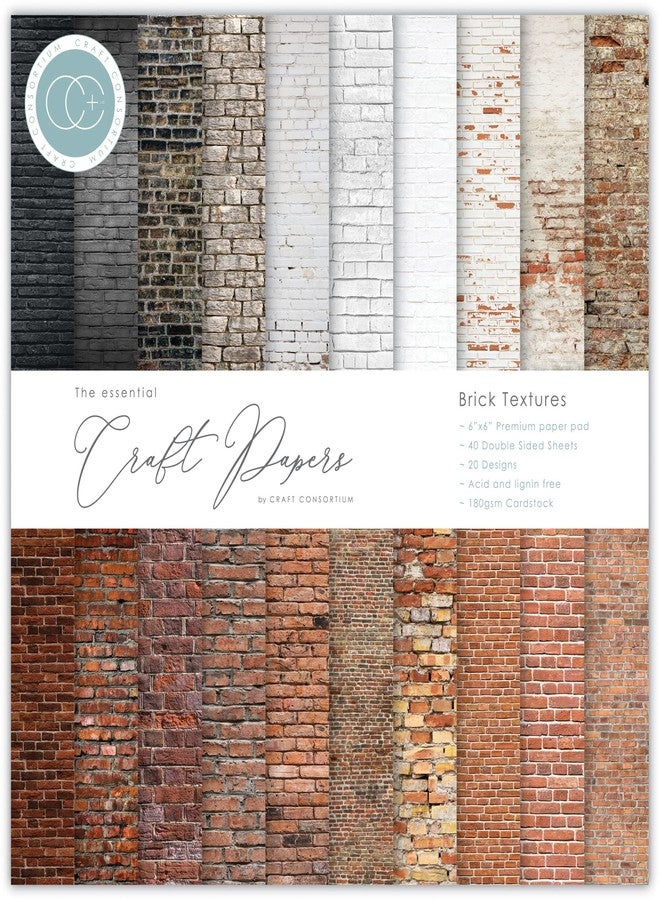 CRAFT CONSORTIUM LTD Craft CON PAPRPAD 6" TXTR, Brick Textures, 20 Designs - Image 1