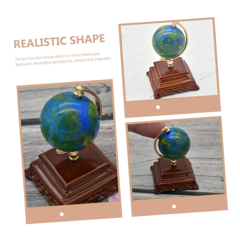 Miniature World Globe Blue Scale Desktop Ornament Natural Material Home Decoration - Image 5