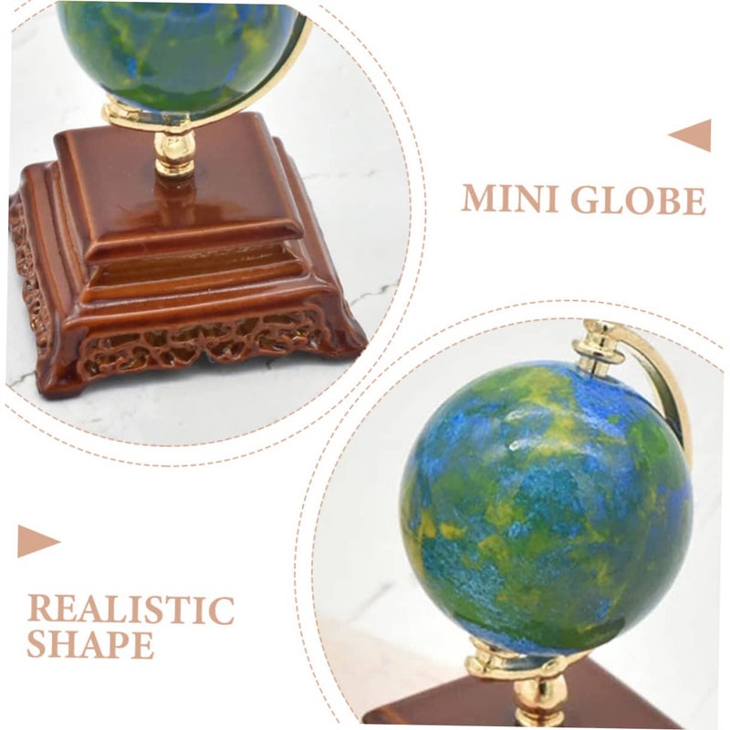 Miniature World Globe Blue Scale Desktop Ornament Natural Material Home Decoration - Image 4