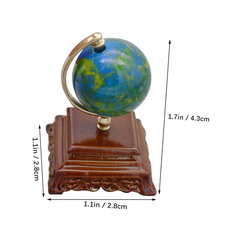 Miniature World Globe Blue Scale Desktop Ornament Natural Material Home Decoration - Image 3