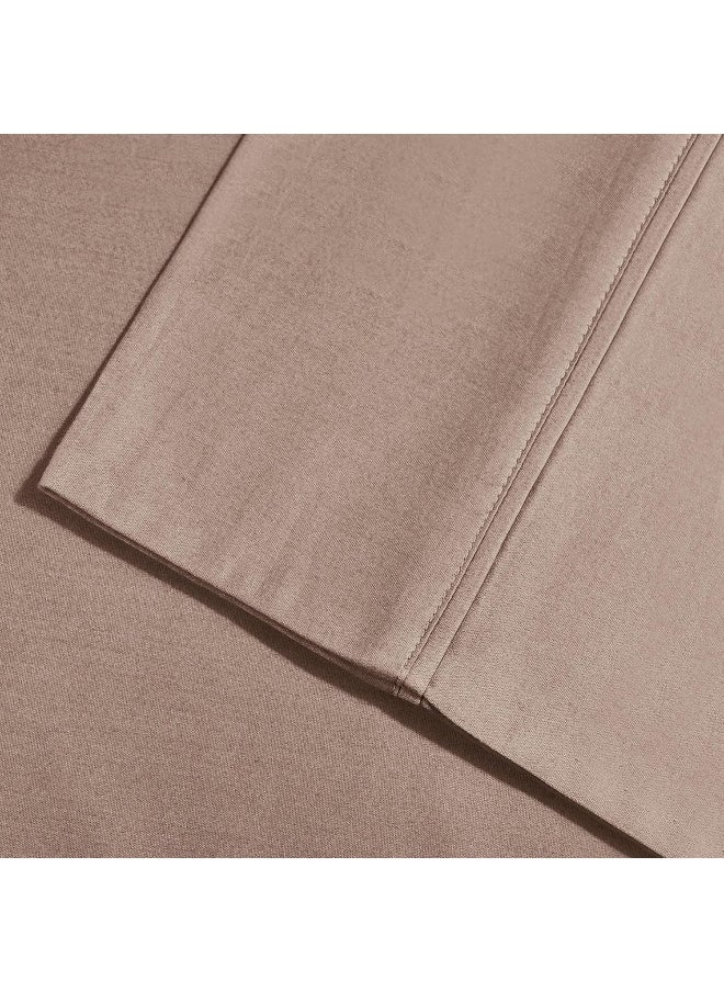 Superior Superior Cotton Blend 800 Thread Count, Deep Pocket, Soft, Wrinkle Resistant Split King bed Sheet Set, Solid, Taupe  - Image 3