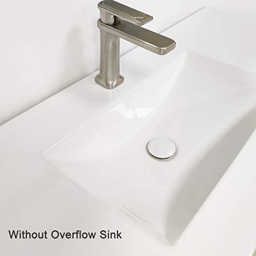 GZILA Vessel Sink Drain Without Overflow, White Pop-Up Drain with Basket Stopper, Bathroom Vanity Ceramic Brass Strainer Hair Catcher, Anti-Clogging Brushed Nickel, Porcelain Cap - Image 3