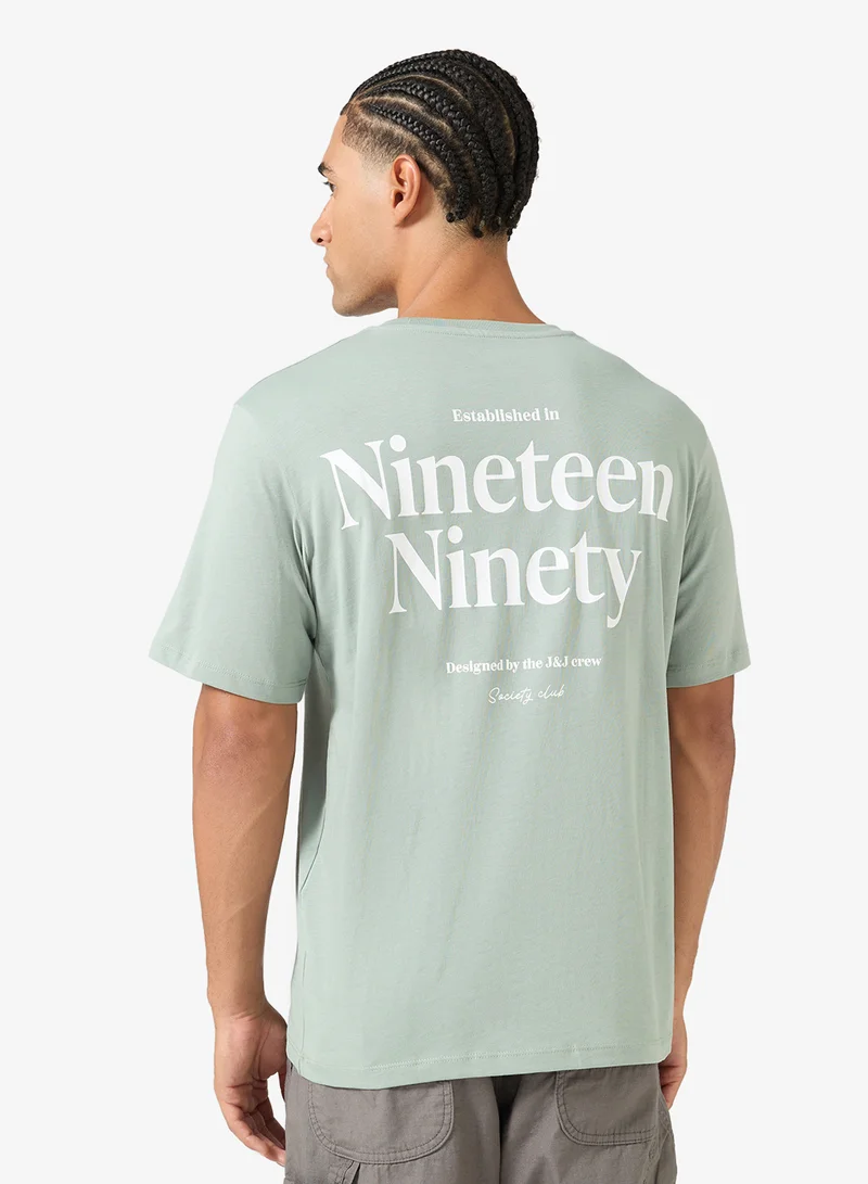 JACK & JONES Text Print Regular Fit Crew Neck T-Shirt