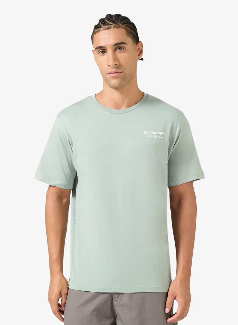 JACK & JONES Text Print Regular Fit Crew Neck T-Shirt