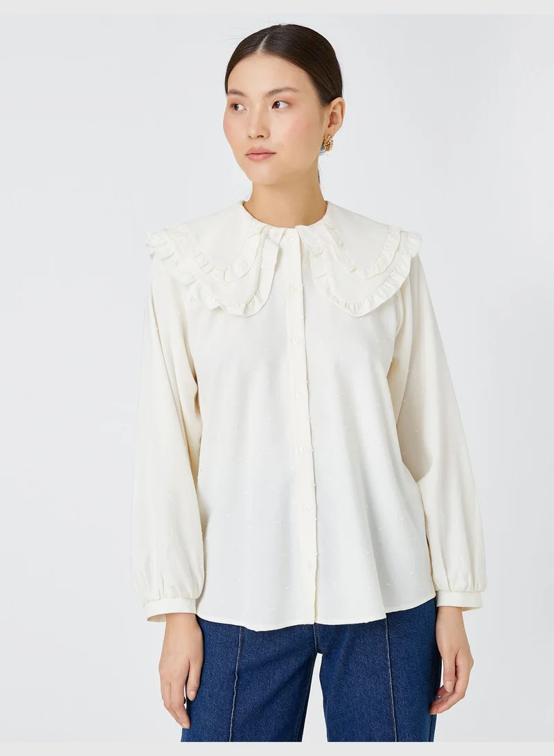 KOTON Wide Peter Pan Neck Long Puff Sleeve Shirt
